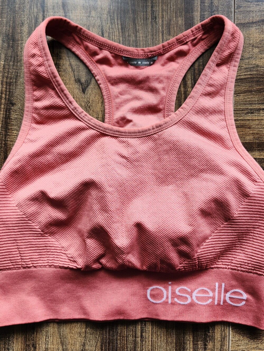Oiselle Seamless Racerback Sports Bra Medium Coral Pink Running